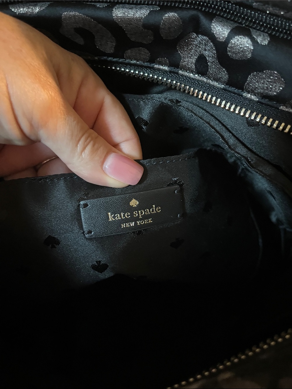 kate spade Black and Metallic Gold Leopard-Print Tote - Picture 8 of 9